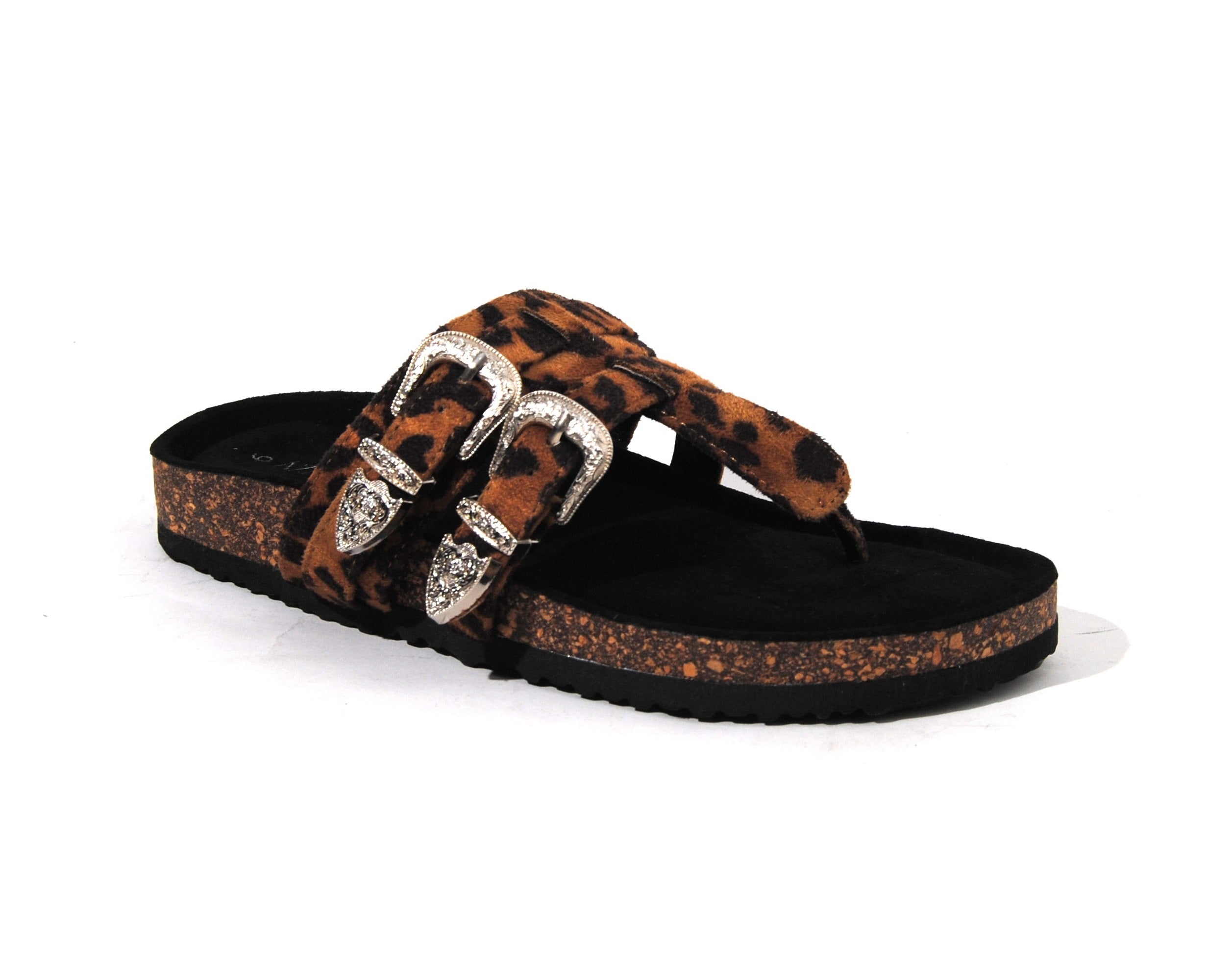 Saddle | Women Dual Western Buckle Sandals