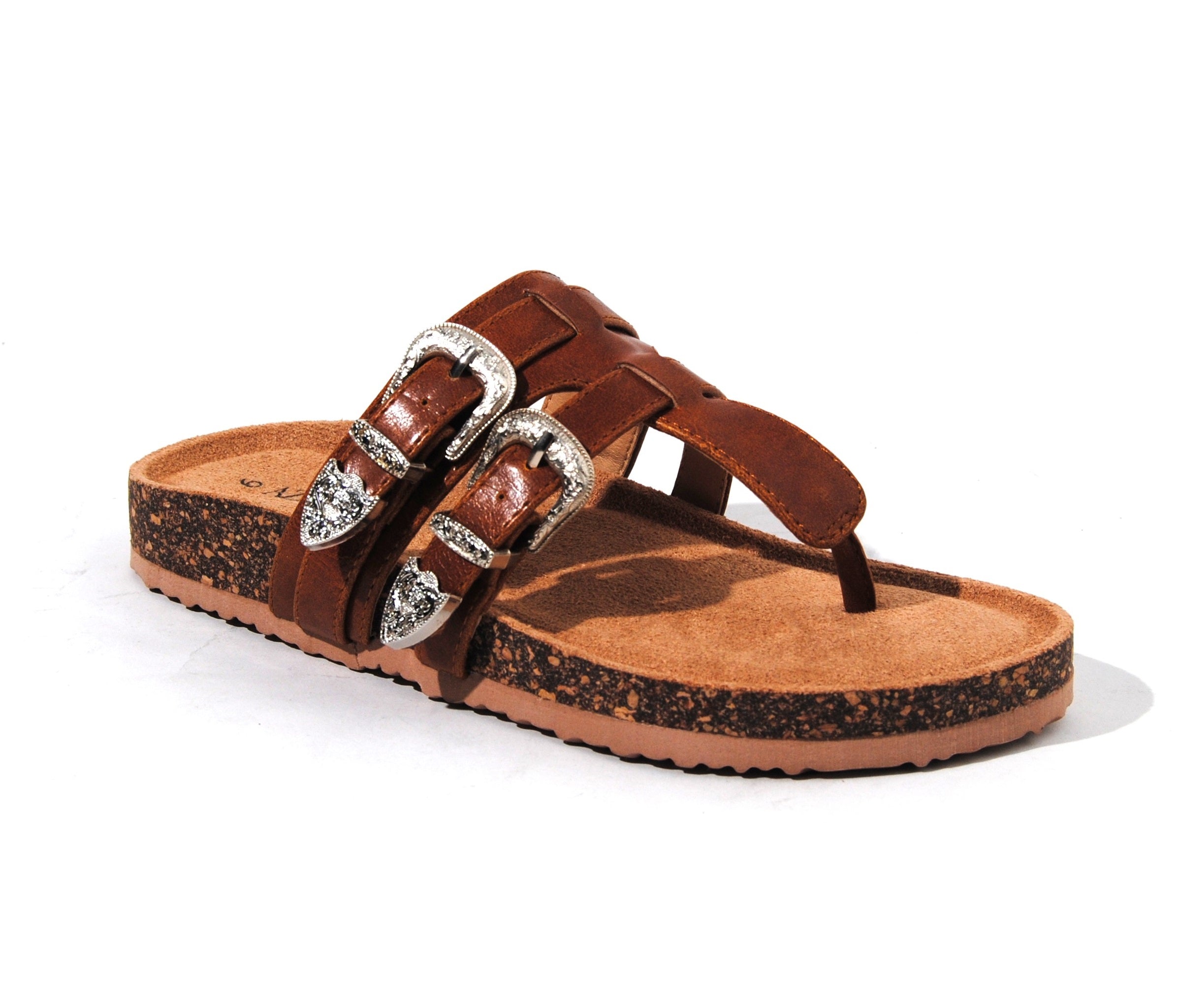 Saddle | Women Dual Western Buckle Sandals