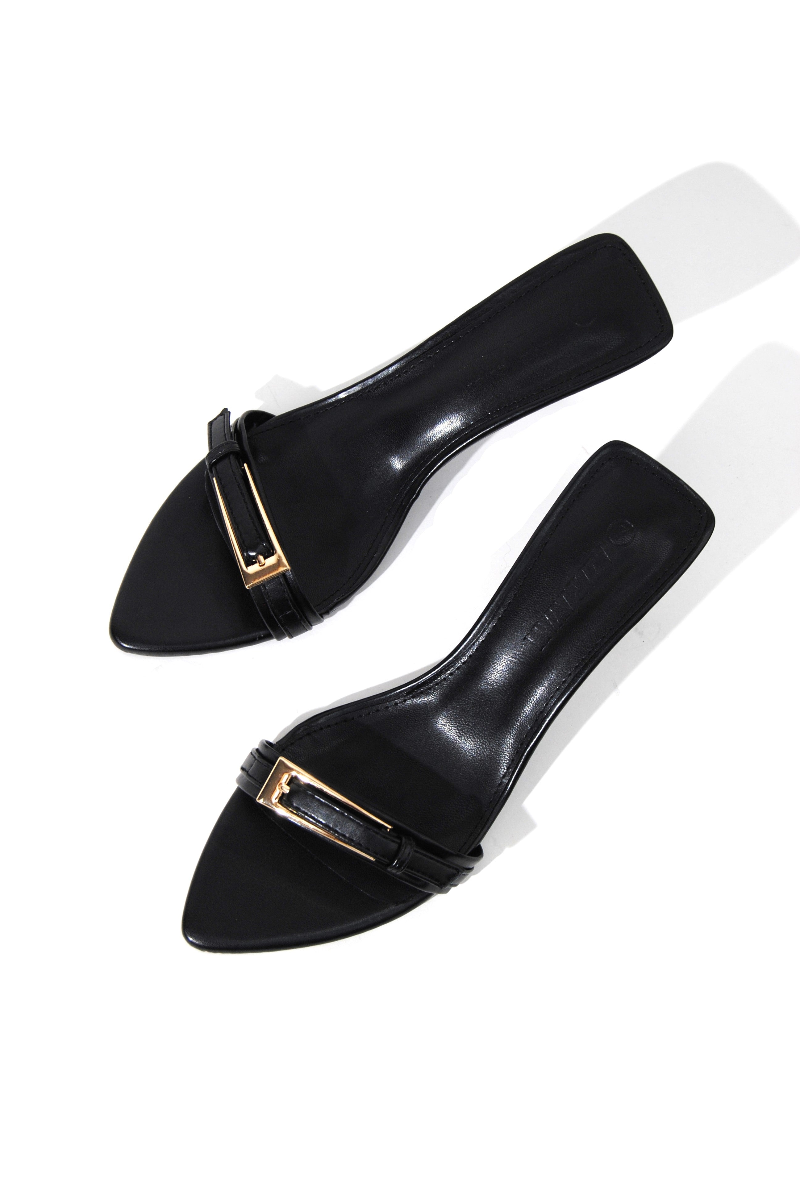 SATURN Women Buckle Strap Pointed-Toe Kitten-Heel