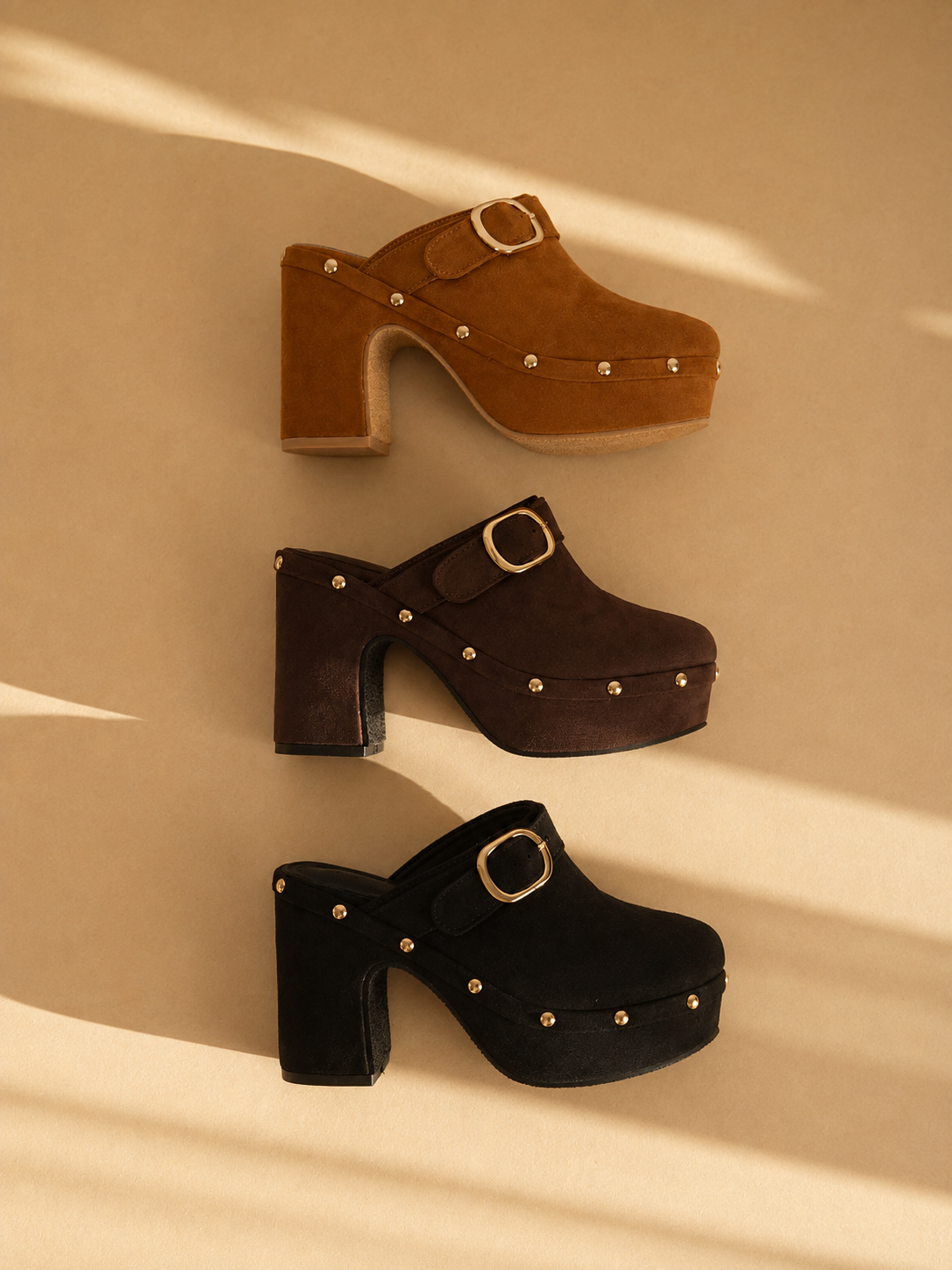 Title: WALKING – Studded Platform Clog Mule