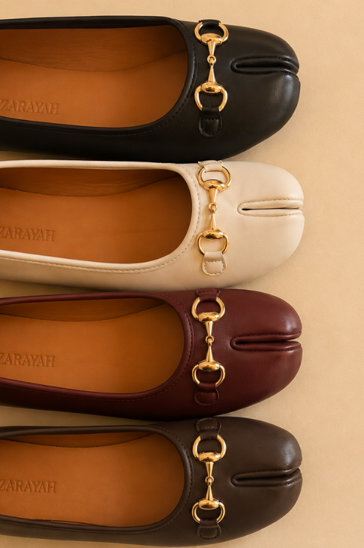 Biana | Tabi Ballet Flat with Gold Hardware