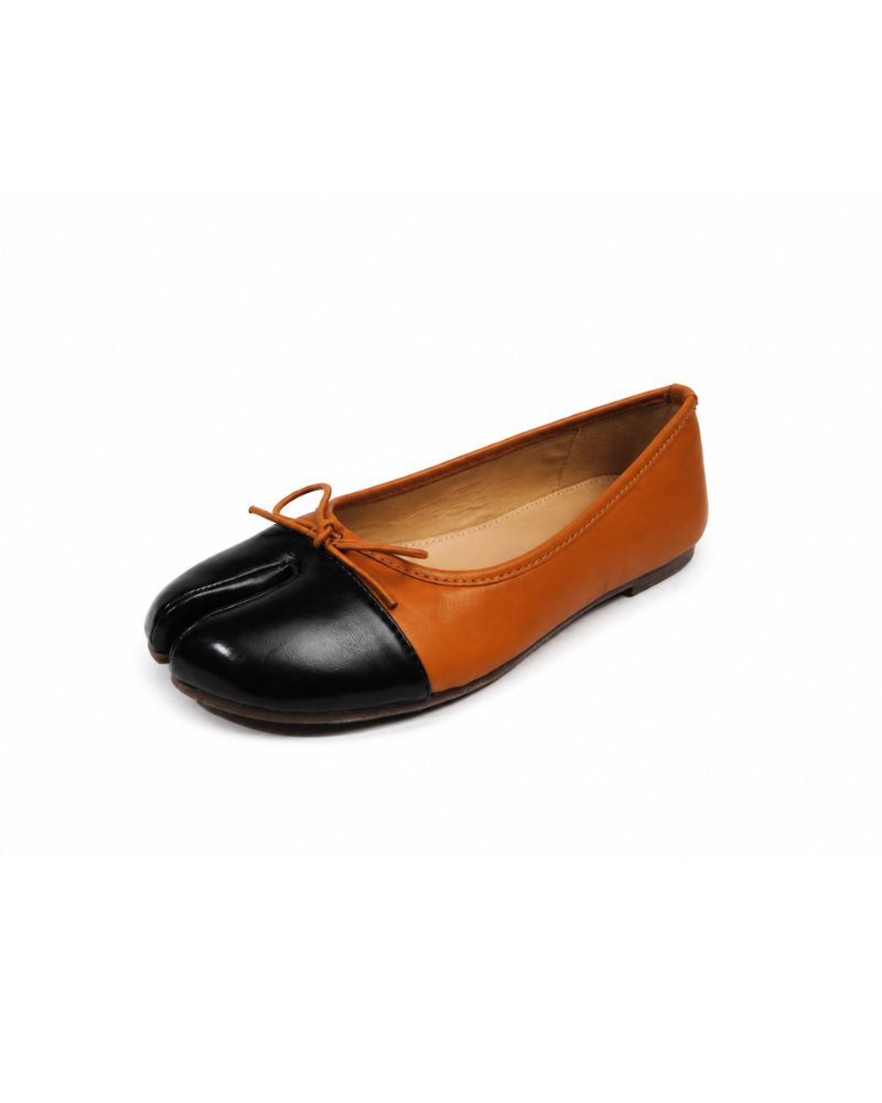 Kamara | Two Tone Bow Split Toe Tabi Flat