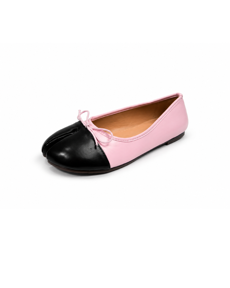 Kamara | Two Tone Bow Split Toe Tabi Flat
