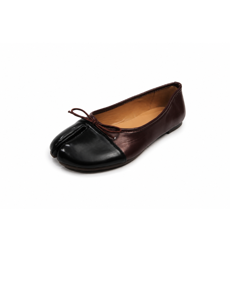 Kamara | Two Tone Bow Split Toe Tabi Flat
