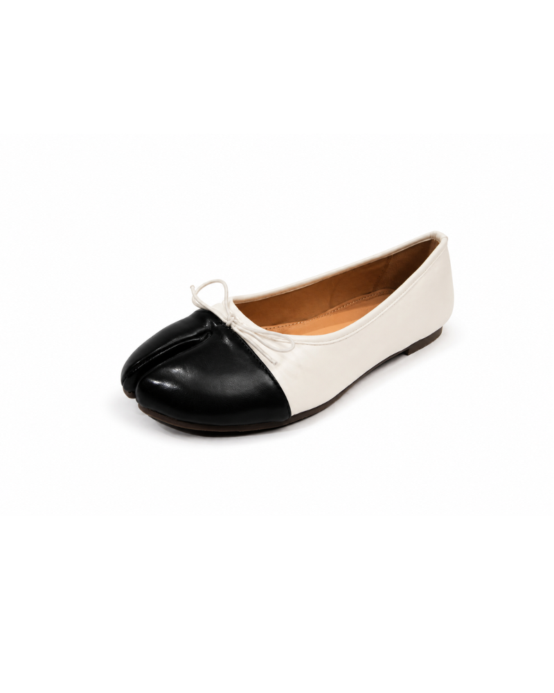 Kamara | Two Tone Bow Split Toe Tabi Flat