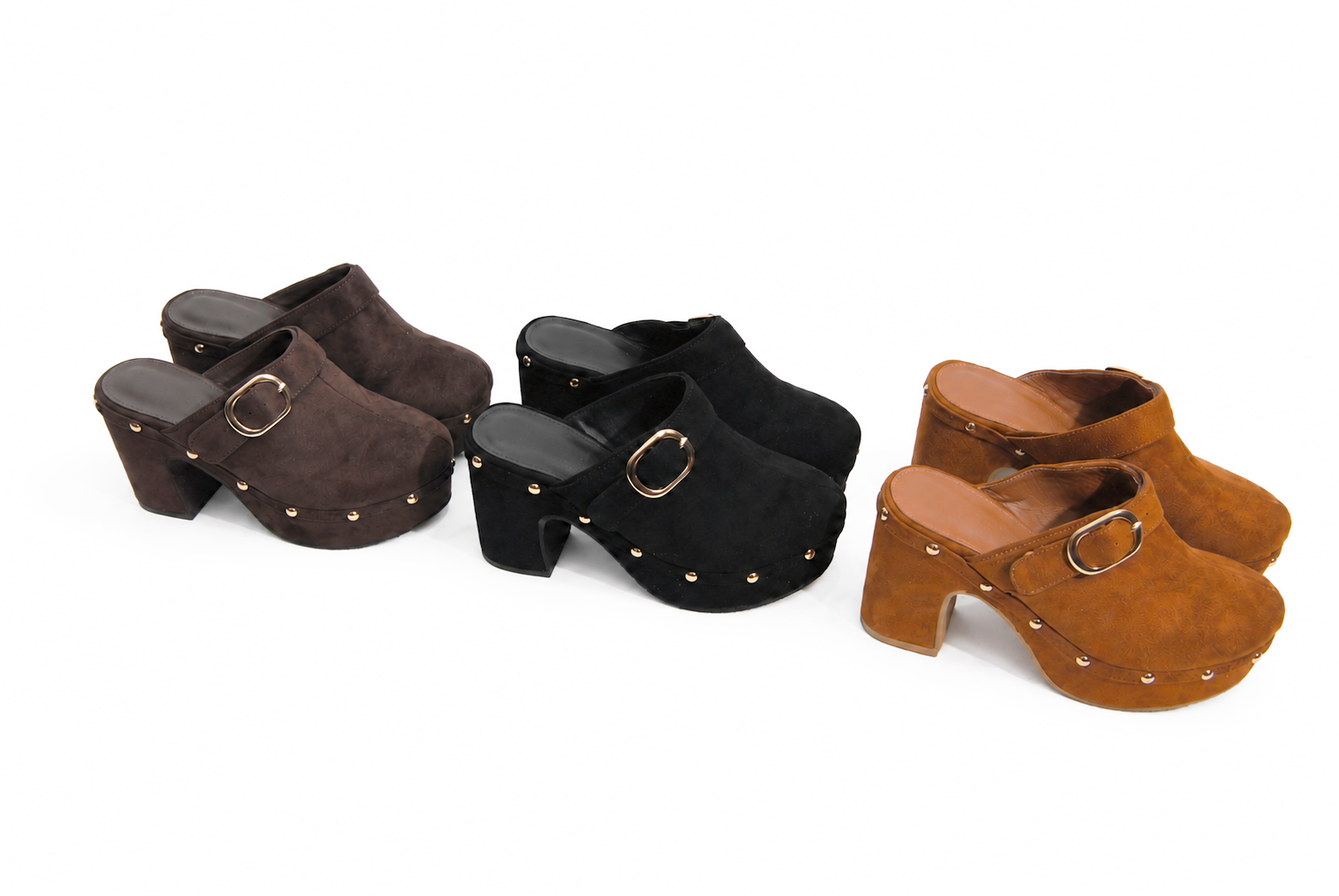 Title: WALKING – Studded Platform Clog Mule