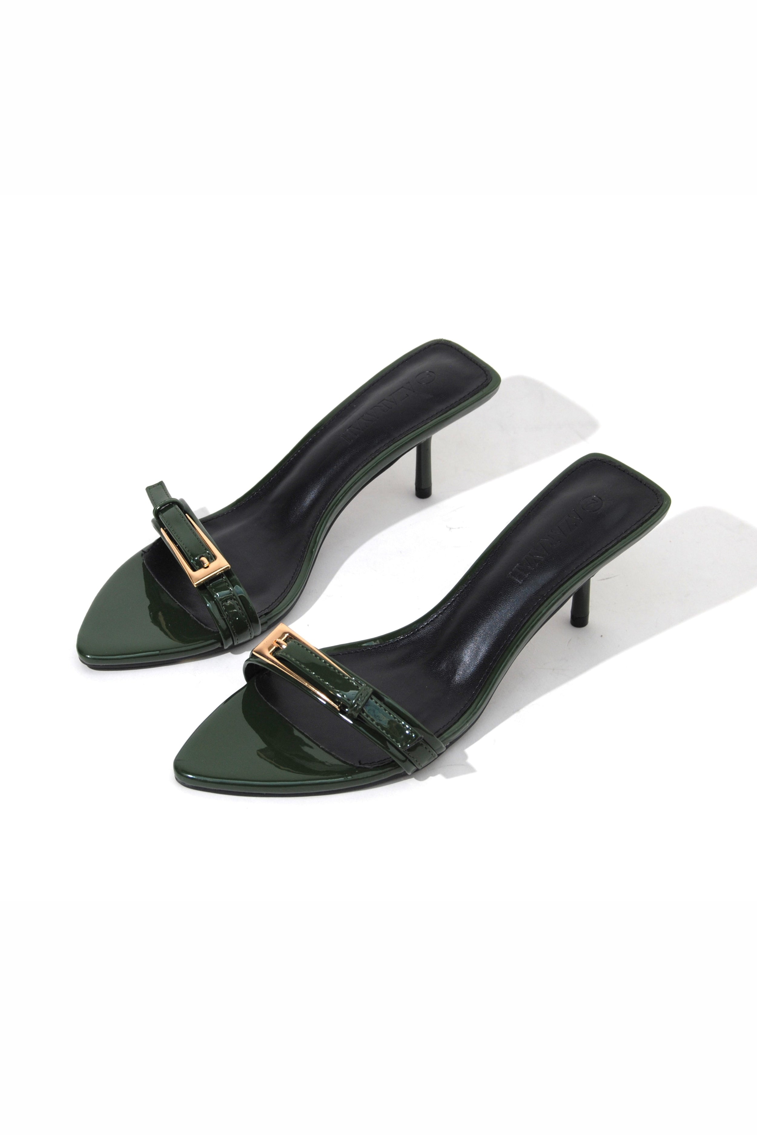 SATURN Women Buckle Strap Pointed-Toe Kitten-Heel