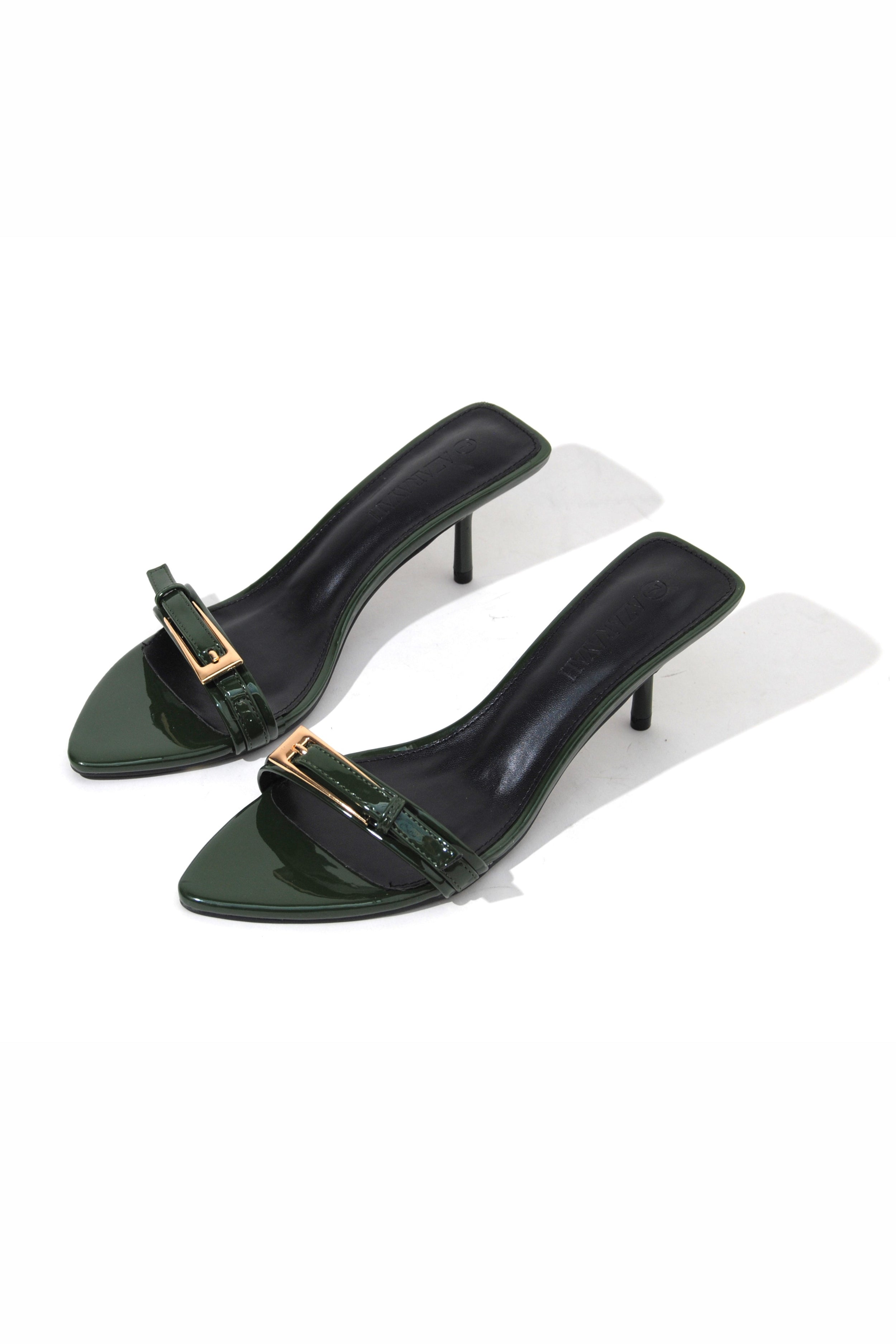 SATURN Women Buckle Strap Pointed-Toe Kitten-Heel