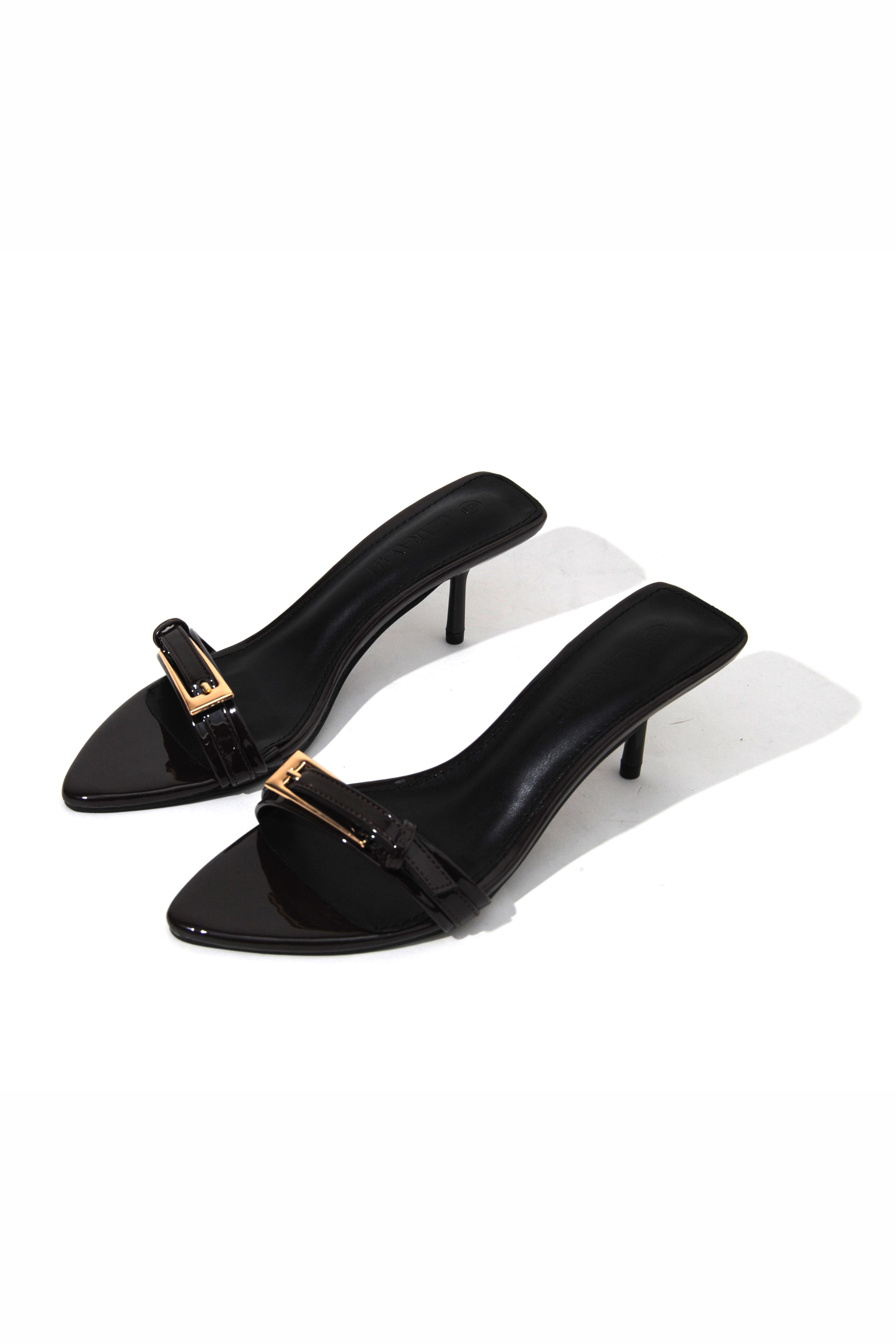 SATURN Women Buckle Strap Pointed-Toe Kitten-Heel