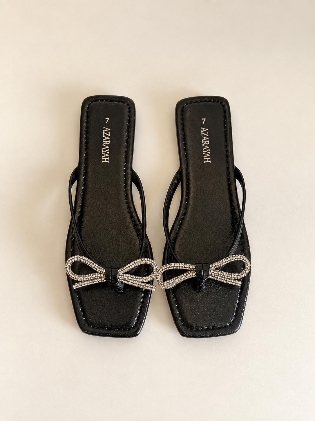 Besties | Rhinestone Bow Flat Sandals