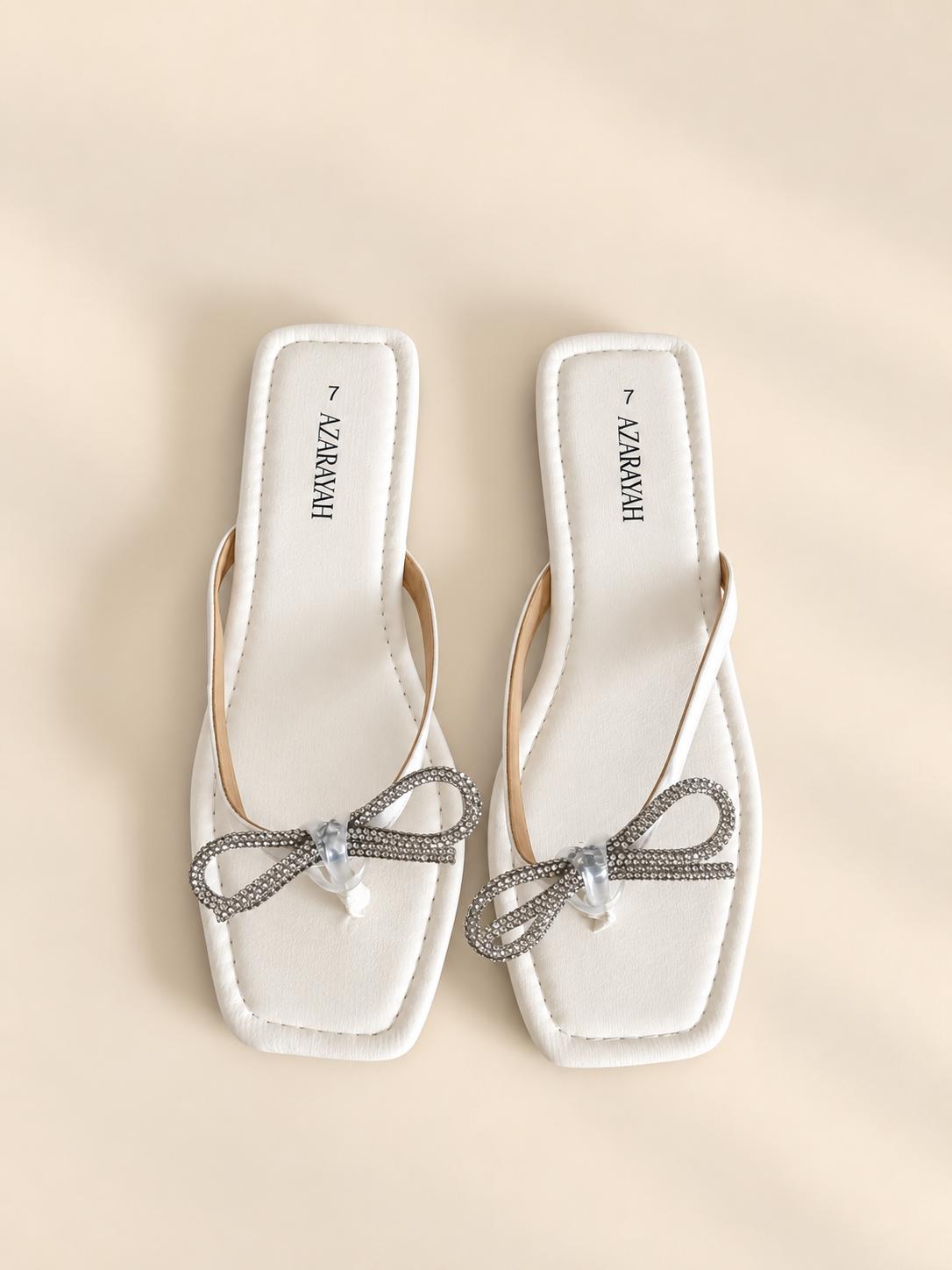 Besties | Rhinestone Bow Flat Sandals
