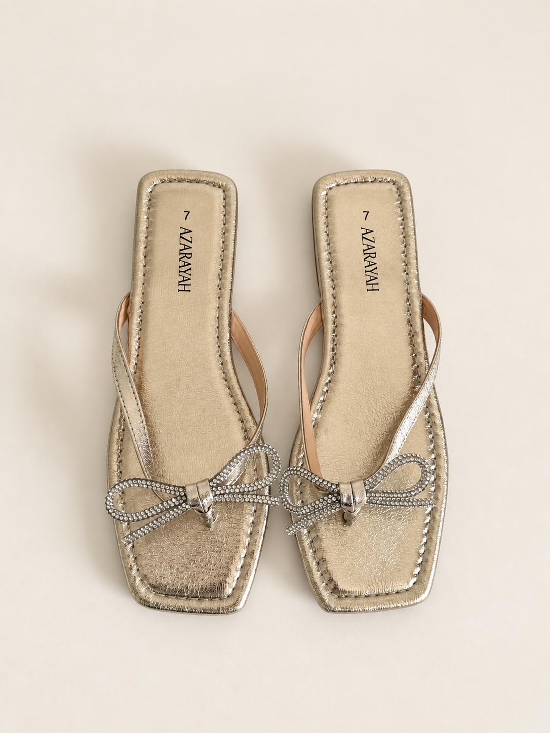 Besties | Rhinestone Bow Flat Sandals