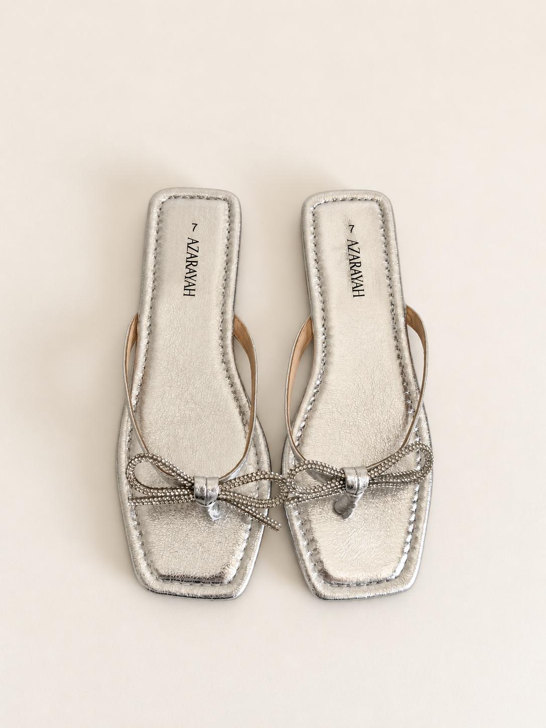 Besties | Rhinestone Bow Flat Sandals