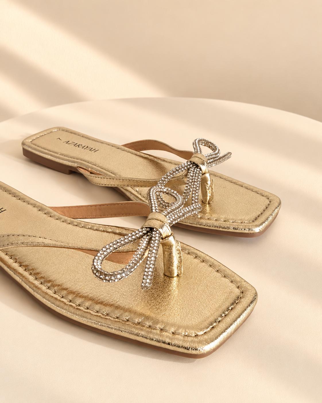Besties | Rhinestone Bow Flat Sandals