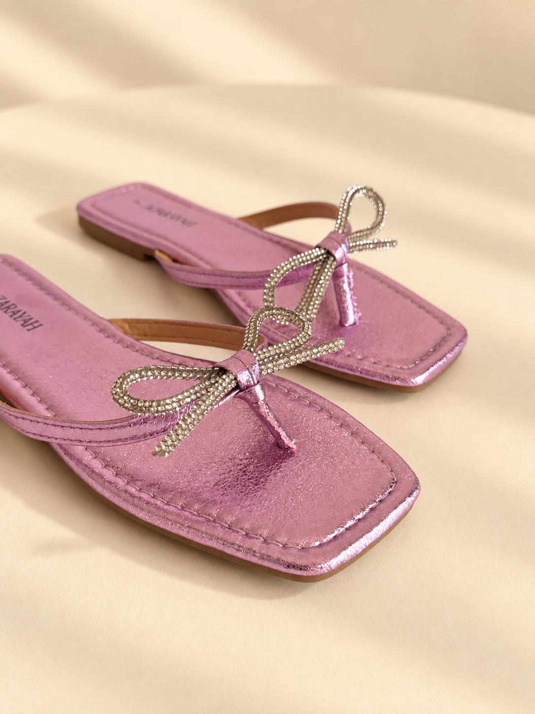 Besties | Rhinestone Bow Flat Sandals