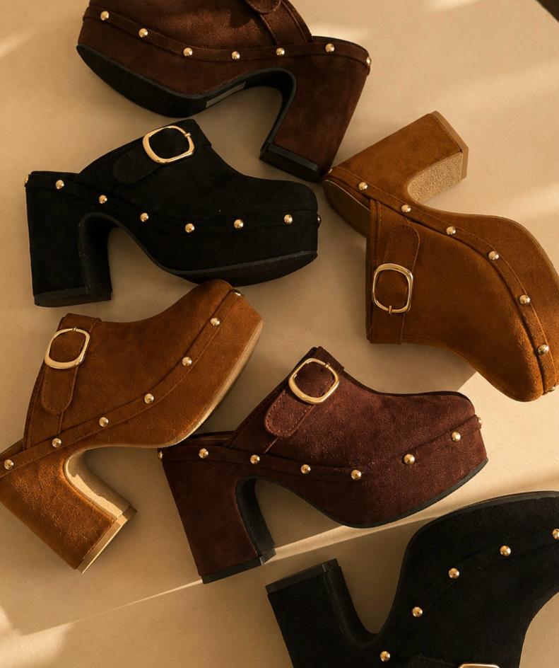 Title: WALKING – Studded Platform Clog Mule