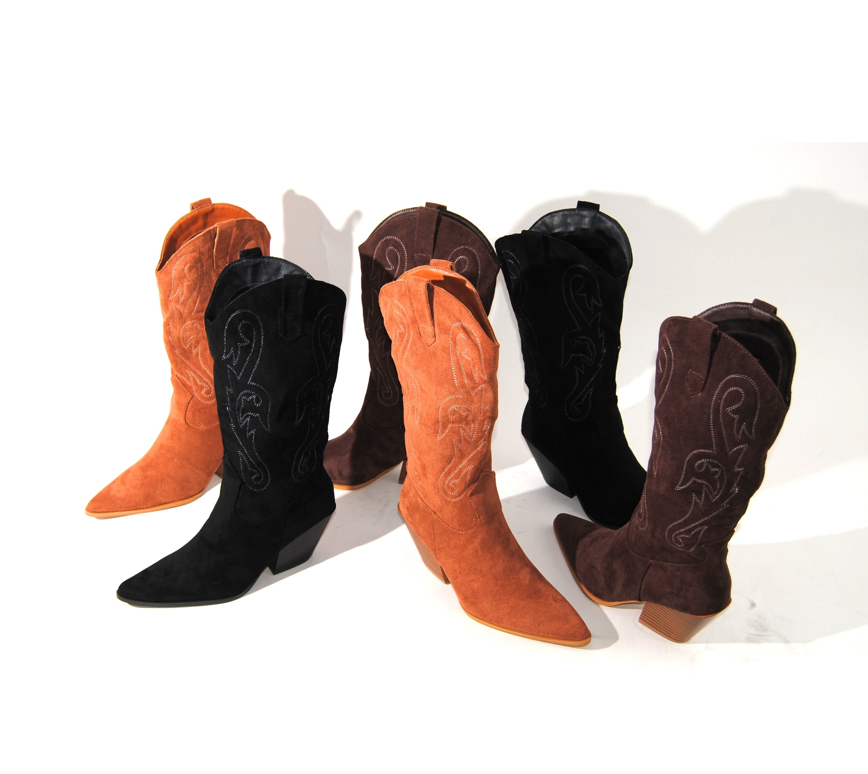 Yall Western Suede Boot – Black, Brown & Tan
