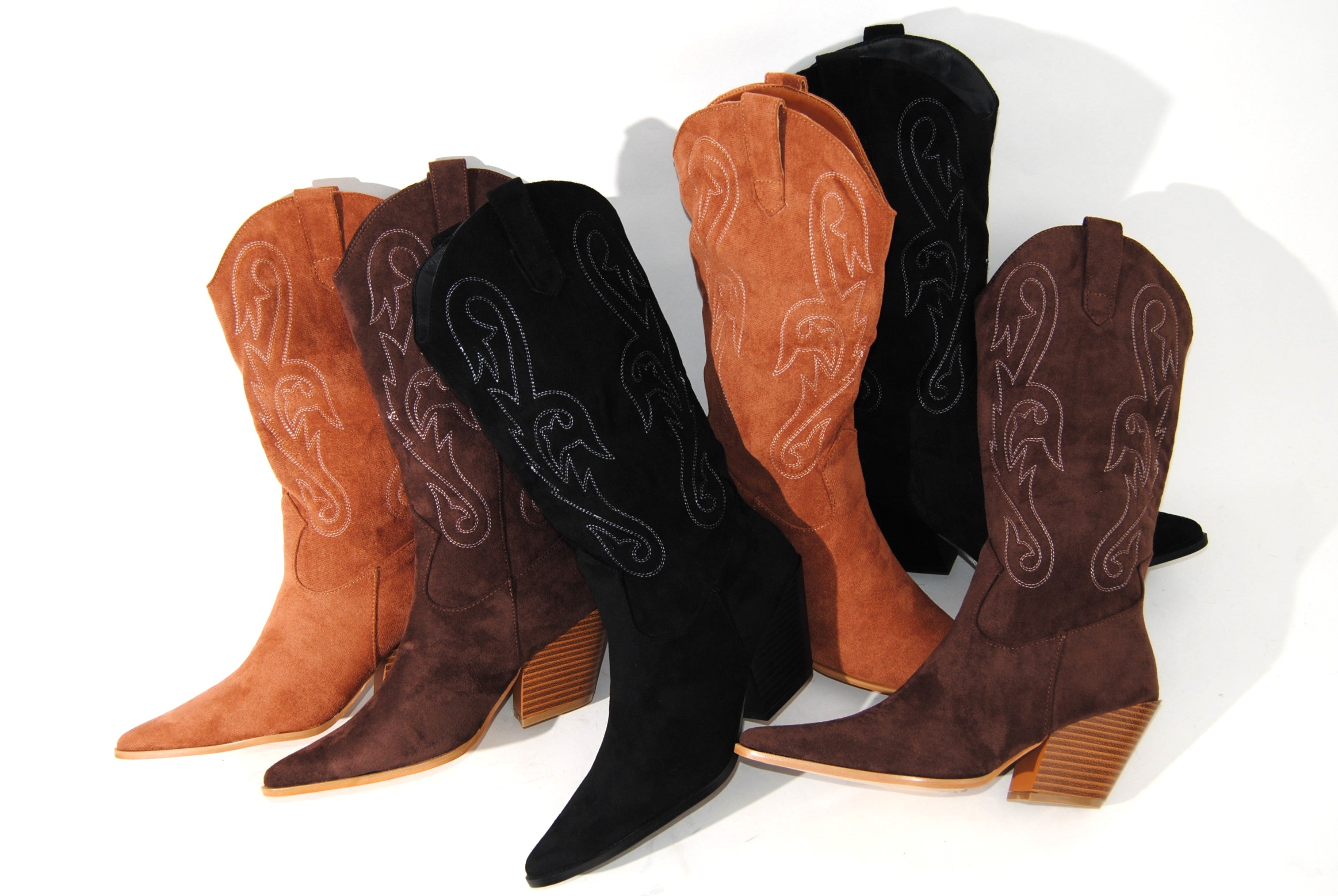 Yall Western Suede Boot – Black, Brown & Tan