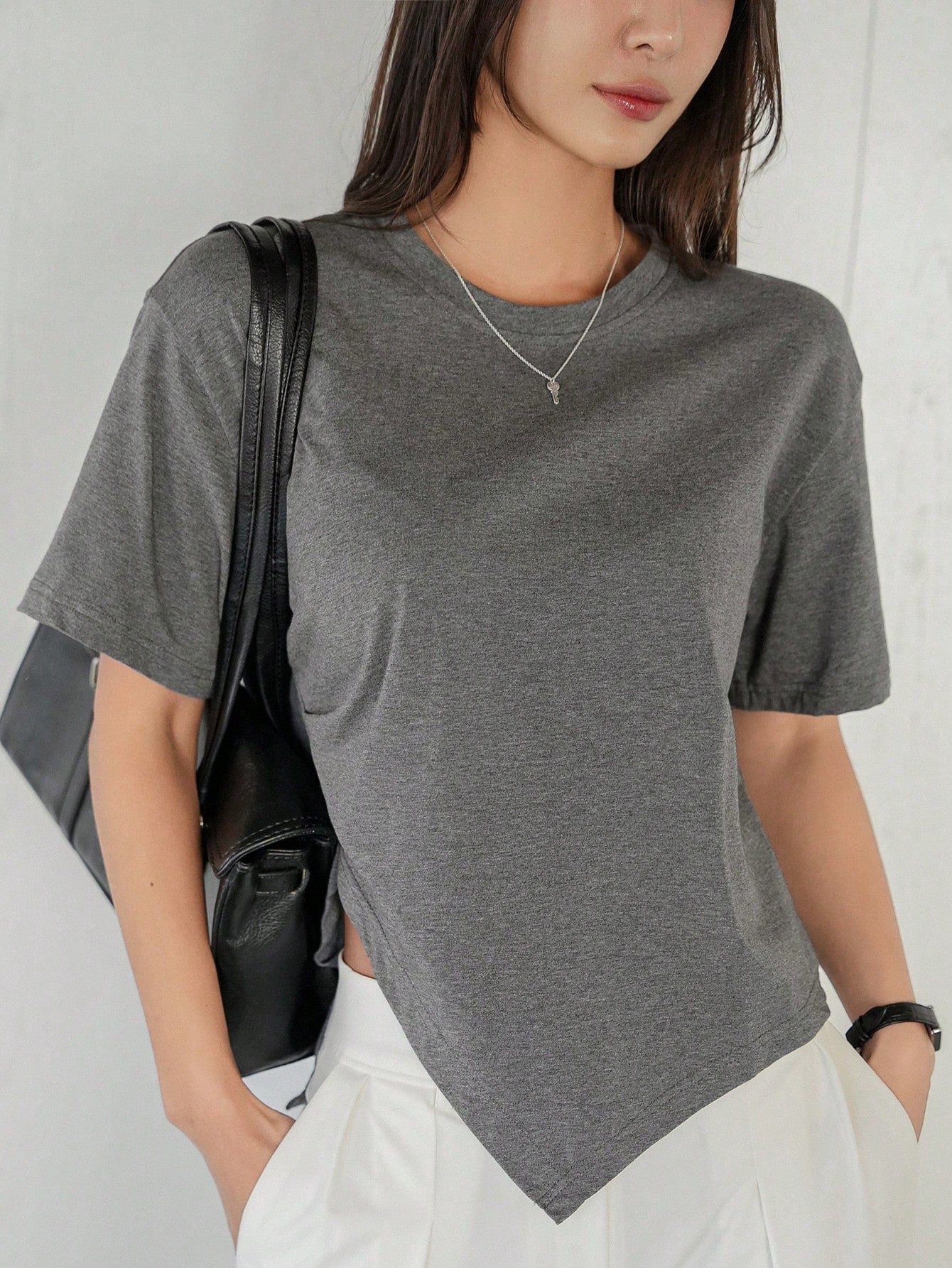 100% Cotton Asymmetry Cotton Tee.