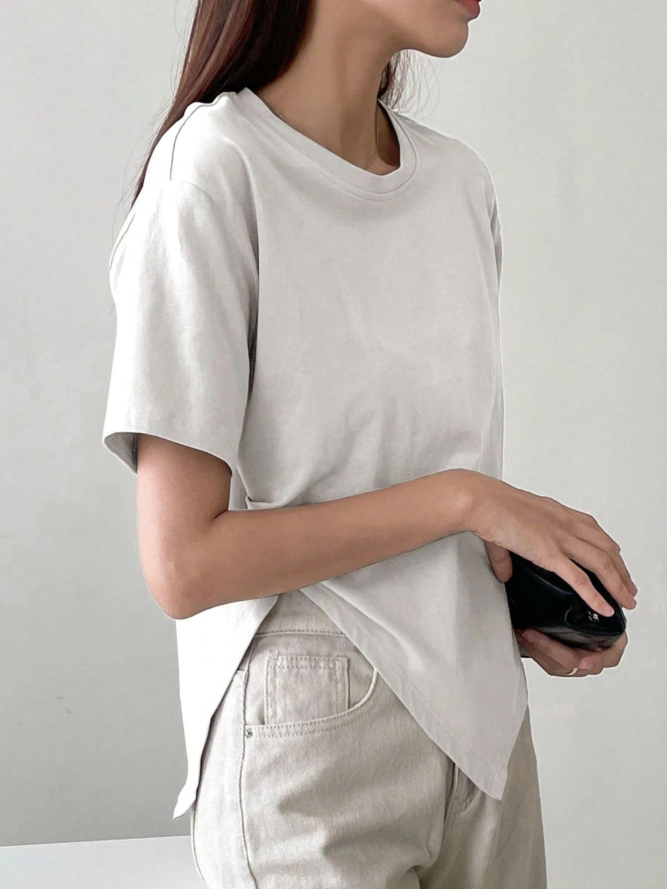 100% Cotton Asymmetry Cotton Tee.