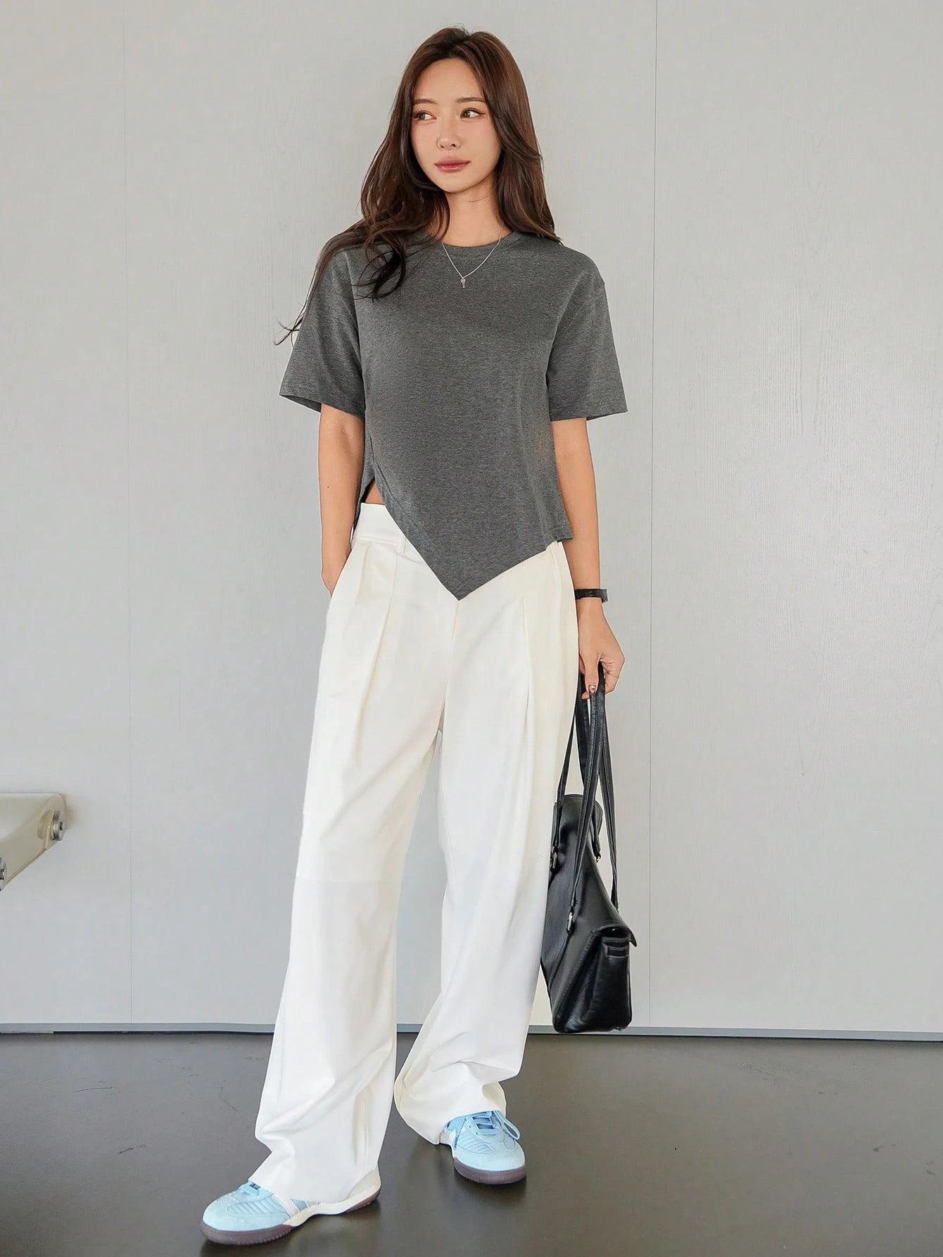 100% Cotton Asymmetry Cotton Tee.