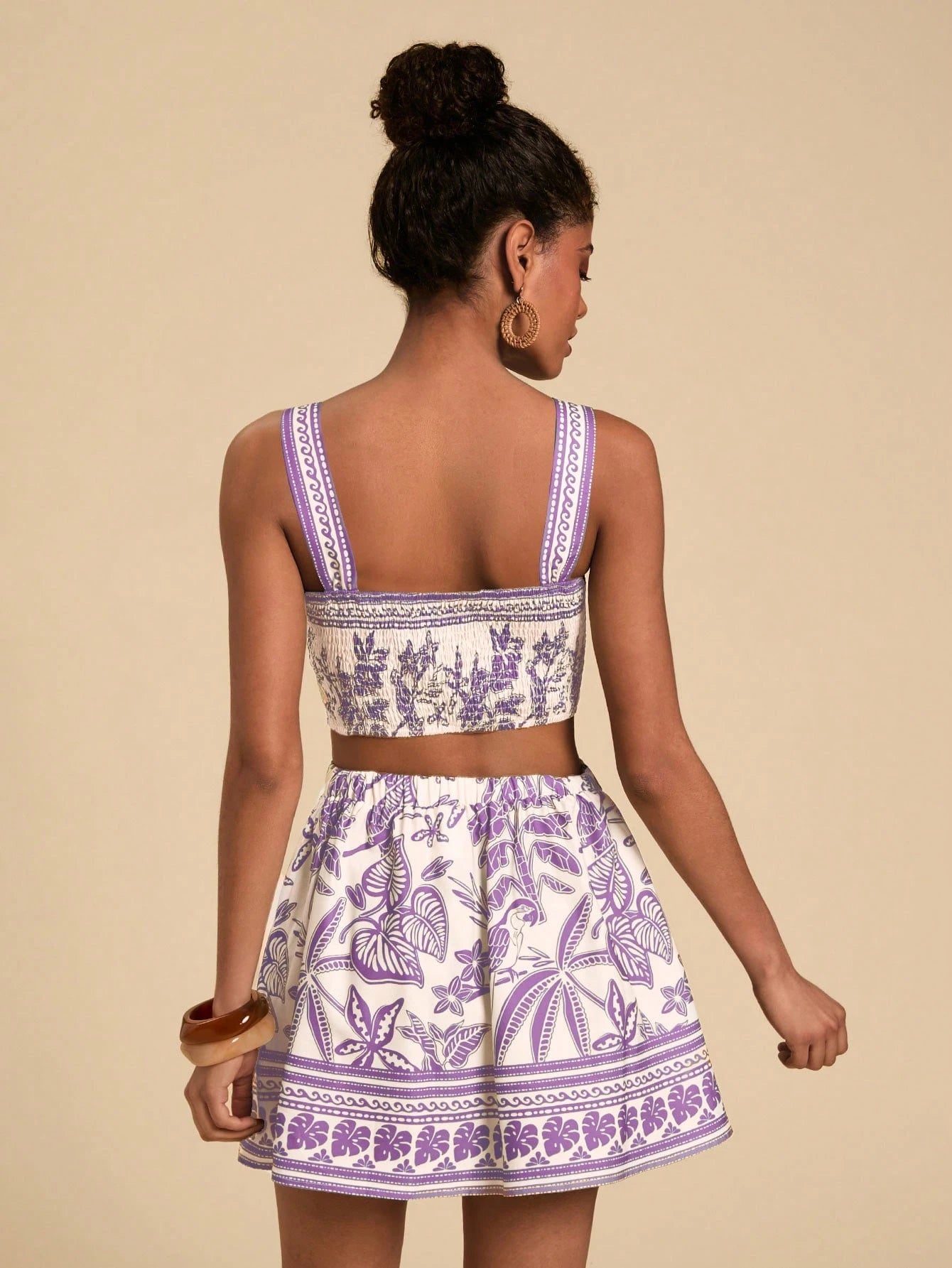 Travachic Floral Print Cami Top & Skirt,Summer Outfits for Women,Tropical Vacation Woman Clothes,Summer,Vacation Outfits Woman,Two Pieces Set Women,Summer Sets.