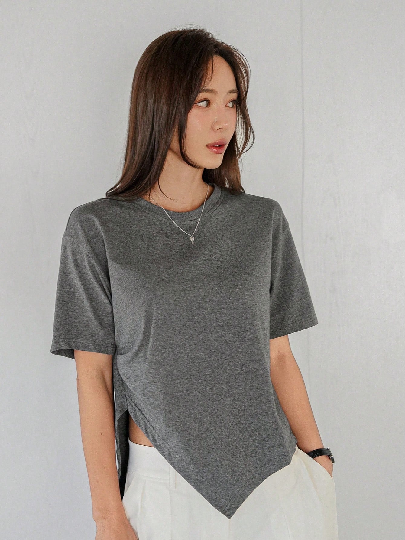100% Cotton Asymmetry Cotton Tee.