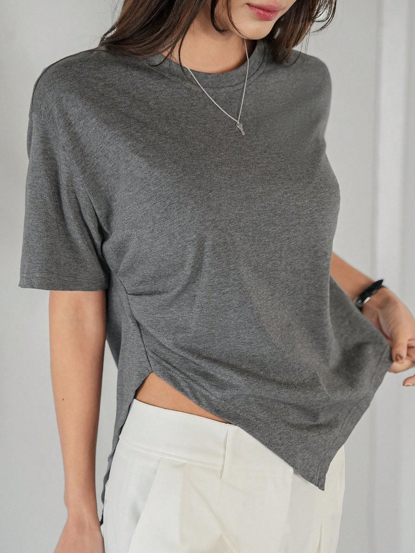 100% Cotton Asymmetry Cotton Tee.