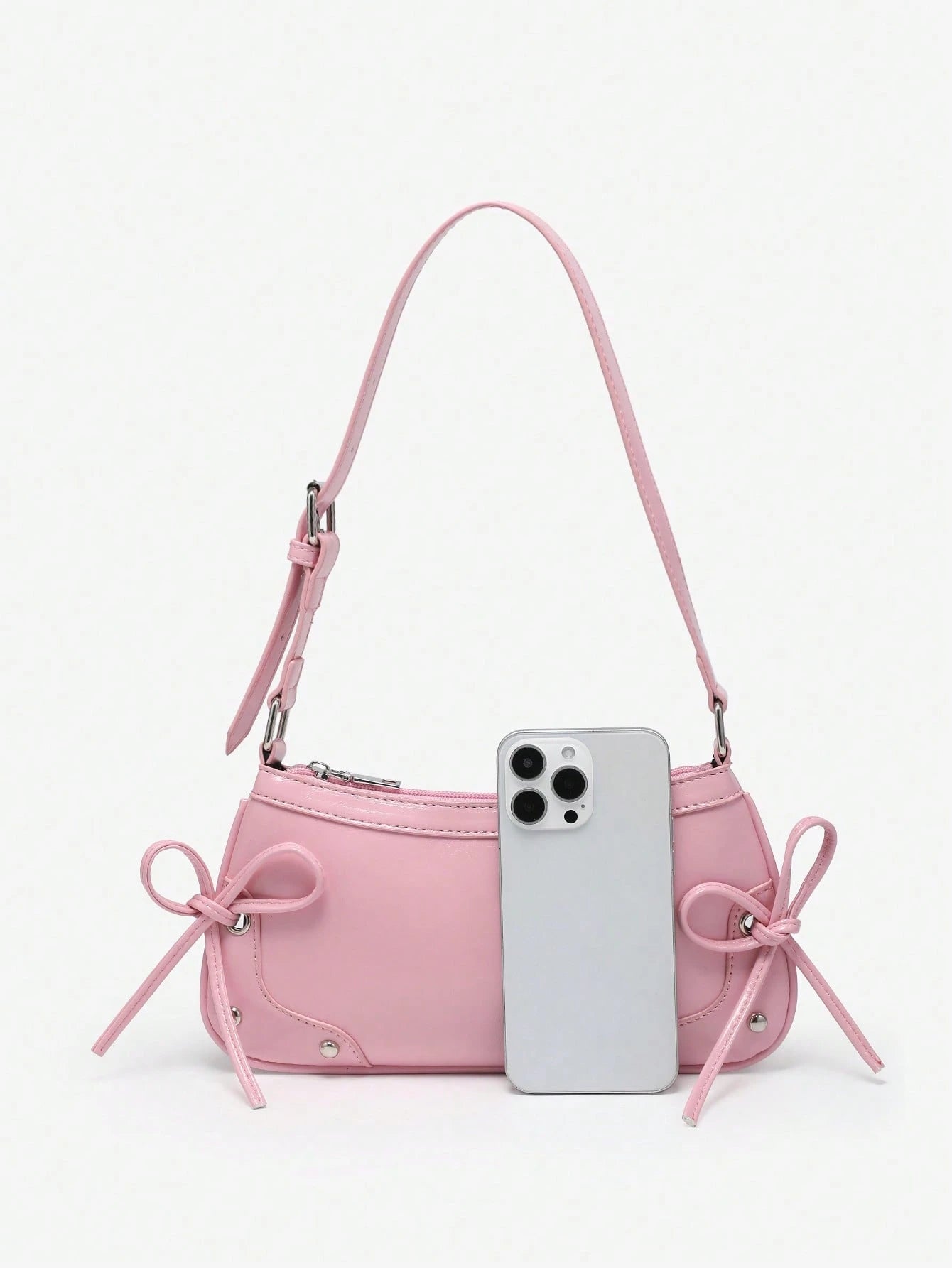 1Pc Retro Criss-Cross Bow Decor Exposed Shoulder Underarm Leopard Print Satchel Bag, Suitable for Date, Outing, Party
