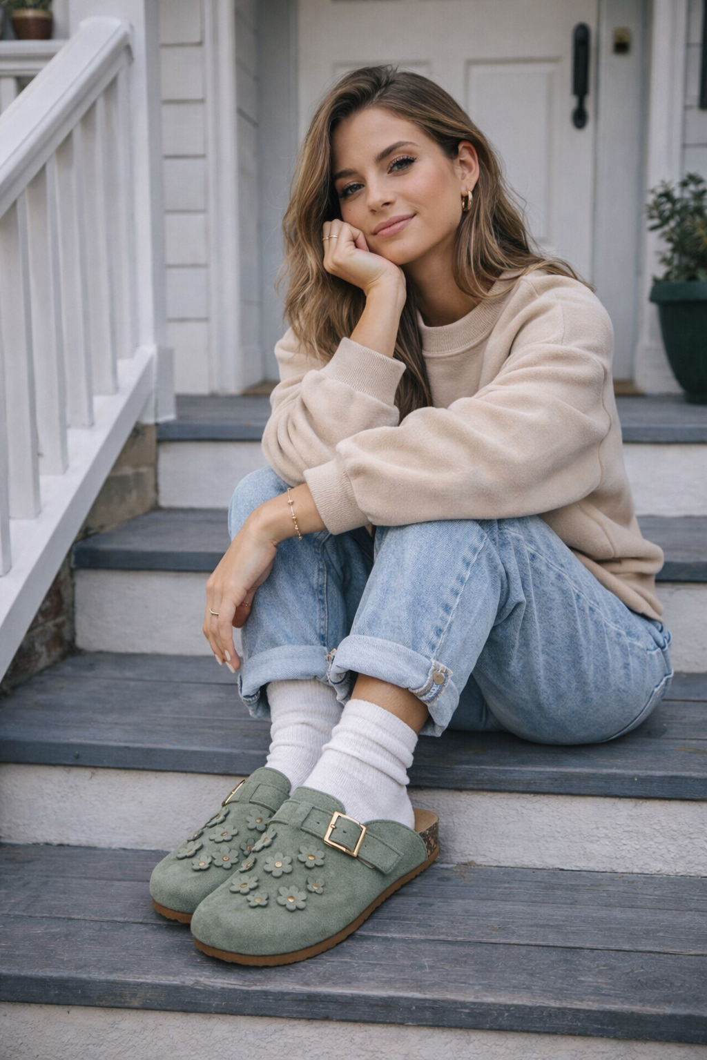 Bloom | Flower Faux Suede Flower Clog