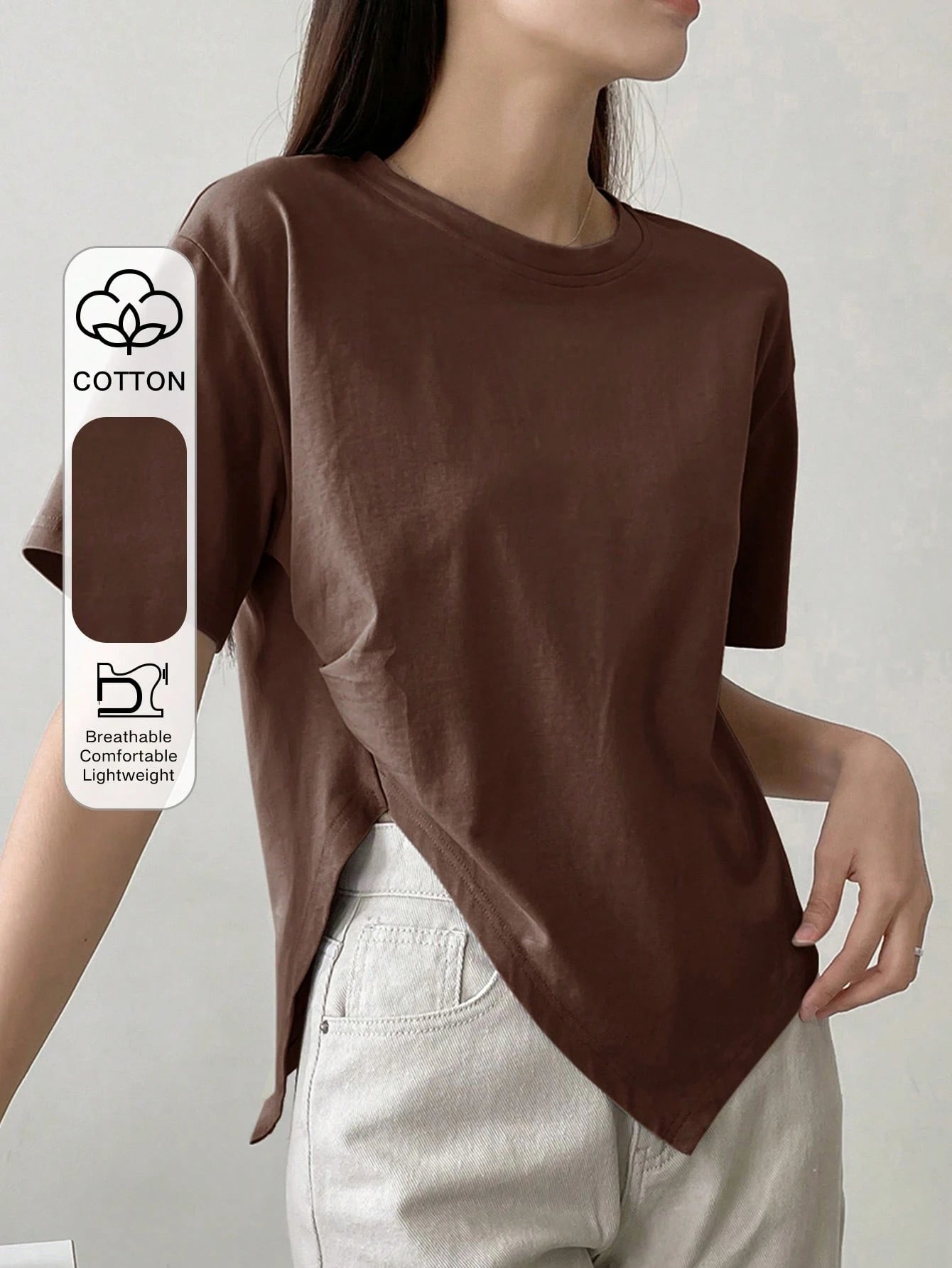 100% Cotton Asymmetry Cotton Tee.