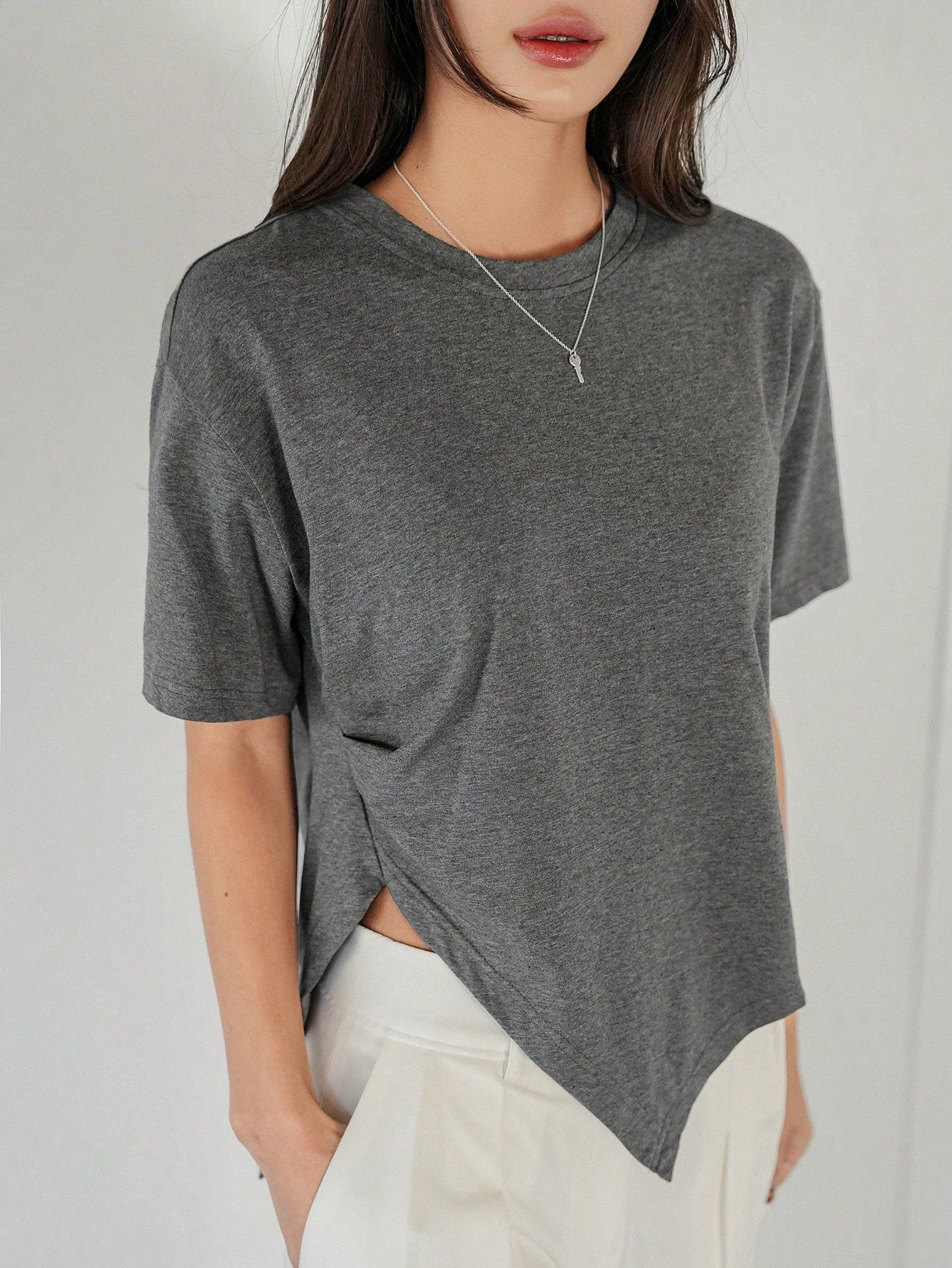 100% Cotton Asymmetry Cotton Tee.