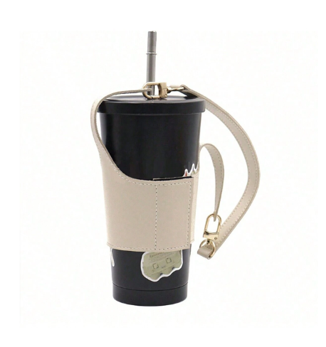 Decaf | Faux Leather Coffee Cup Holder Sleeve