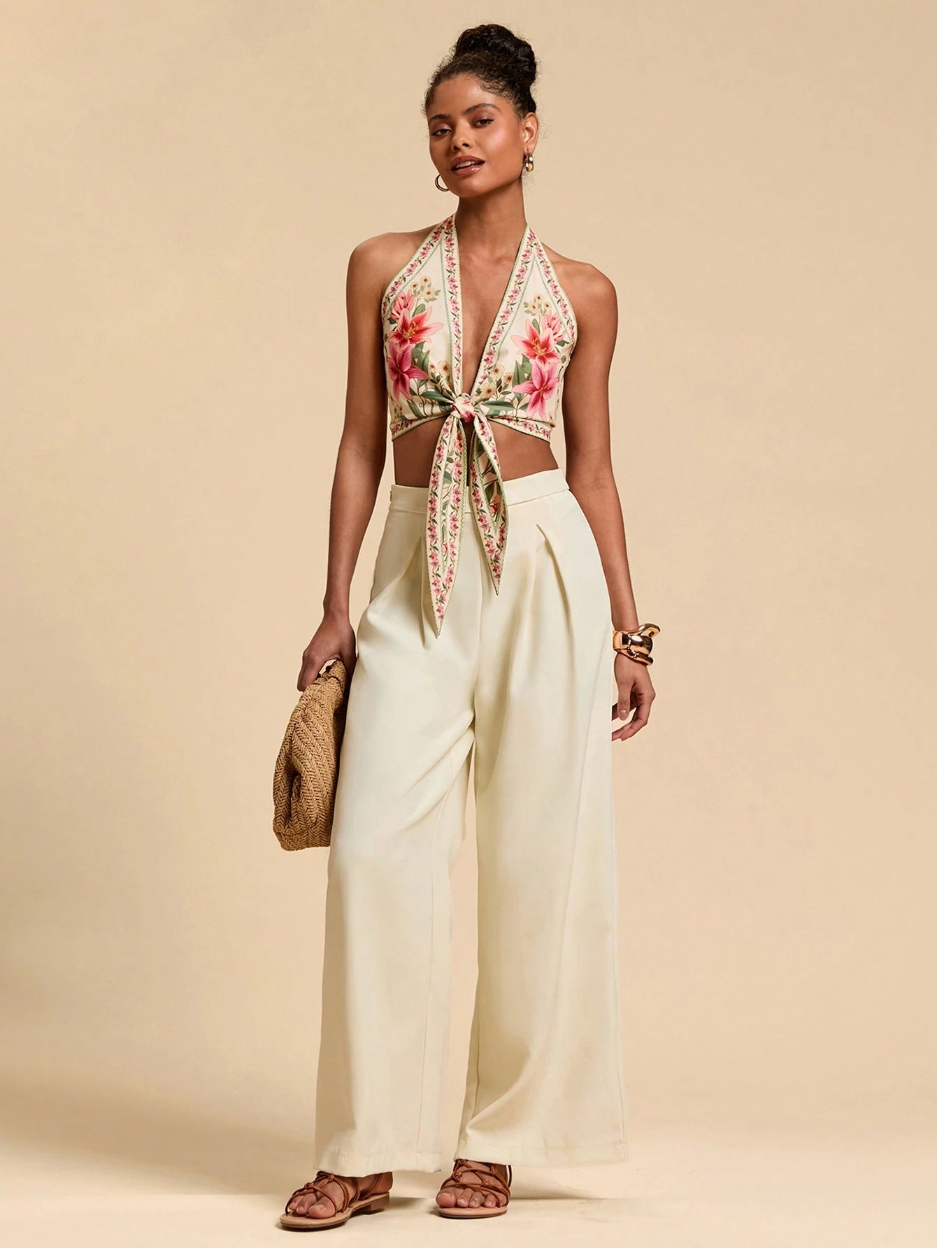 Lily Garden Tie-Front Halter Top.