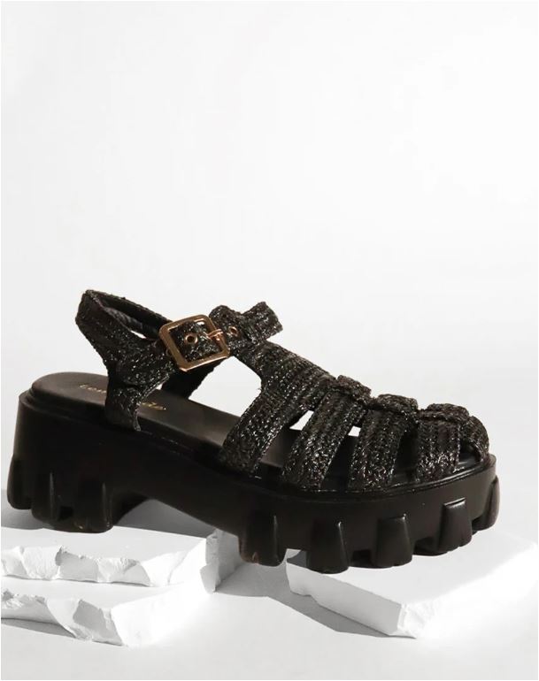 RAFFIA PLATFORM SANDAL