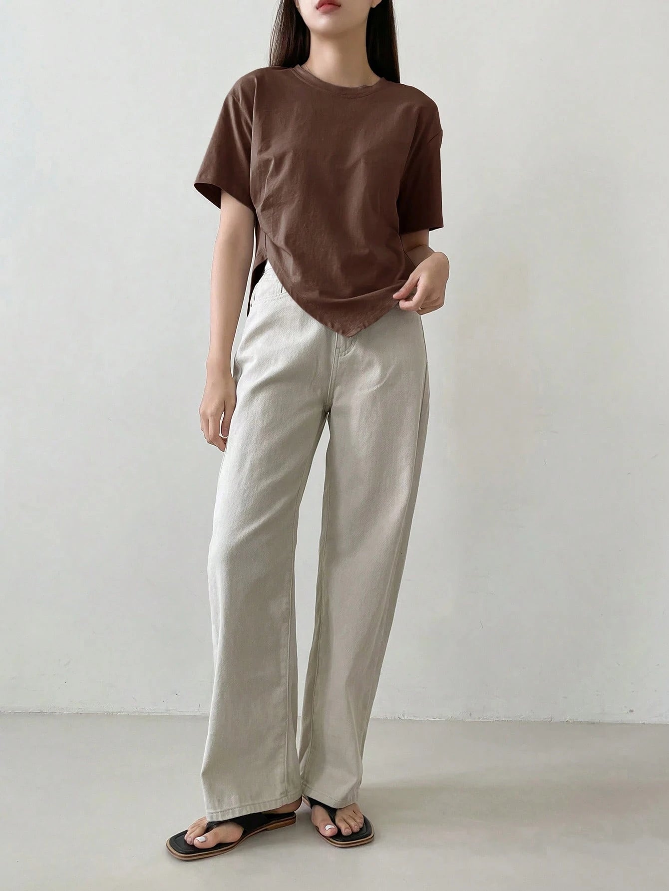 100% Cotton Asymmetry Cotton Tee.