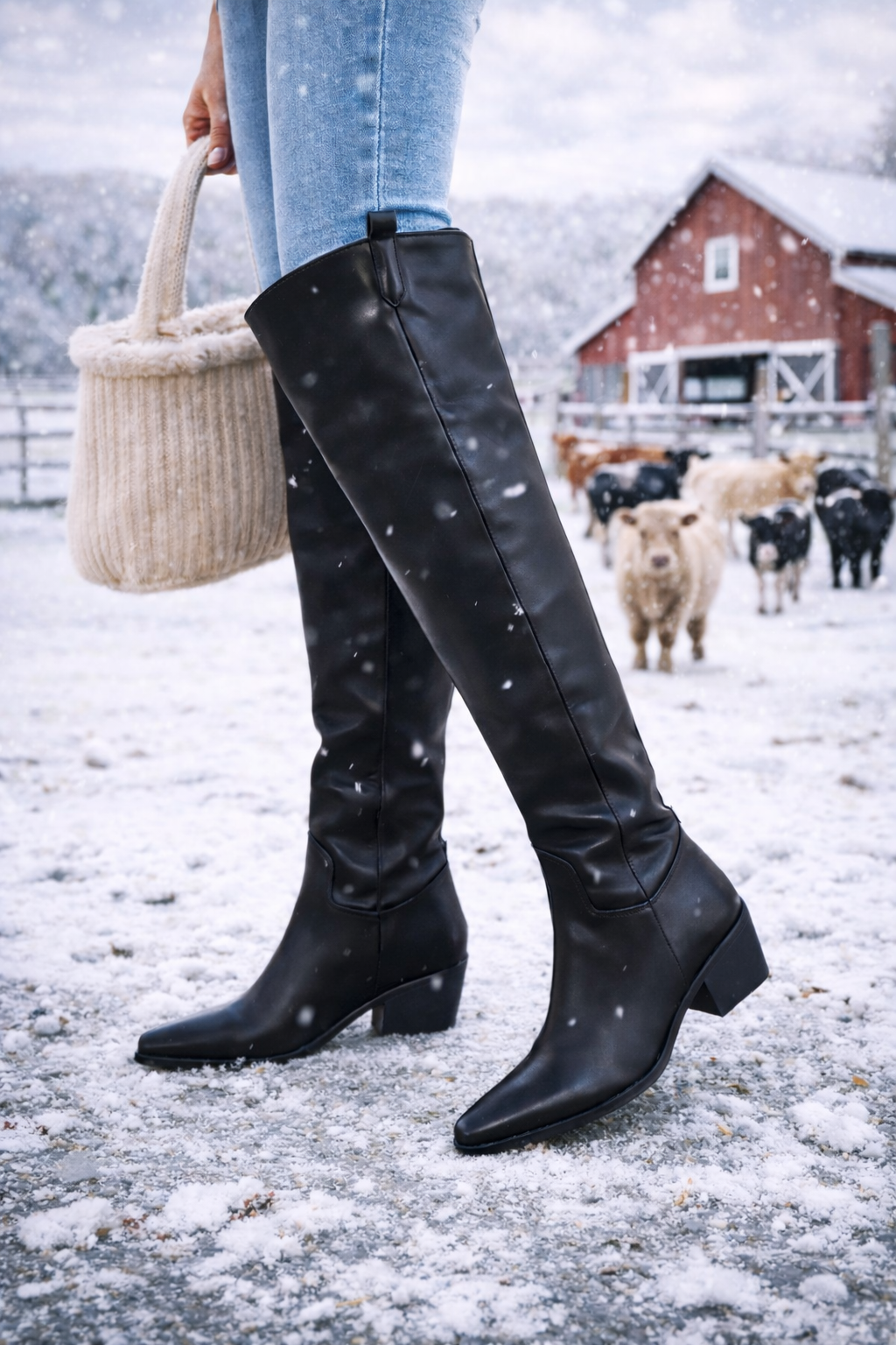 Real Deal | Over Knee-High Low Block Heel Pointy Boot (Copy)